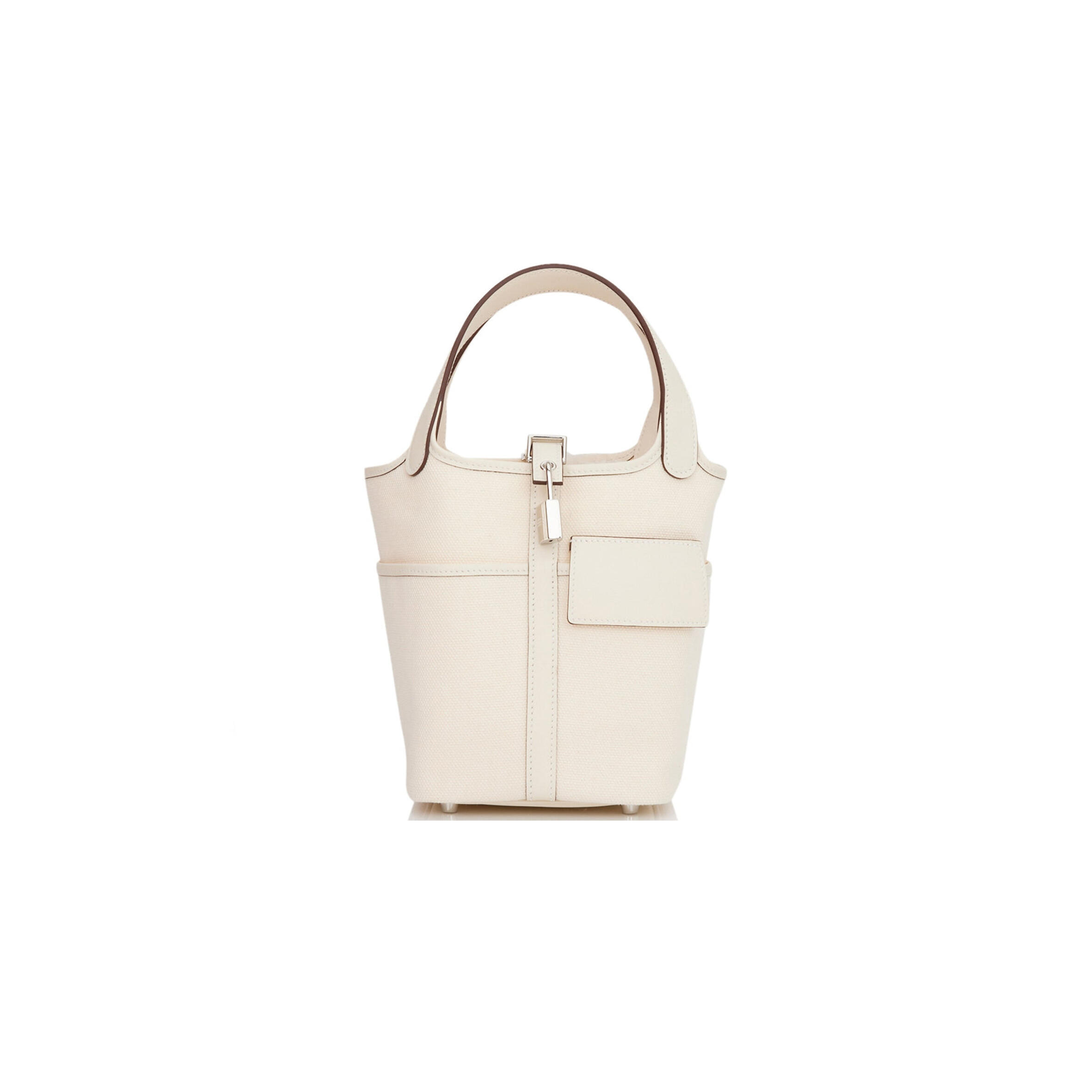 HERMES PICOTIN CARGO 18 NATA SWIFT AND TOILE CANVAS PALLADIUM HARDWARE (18*18*13cm)